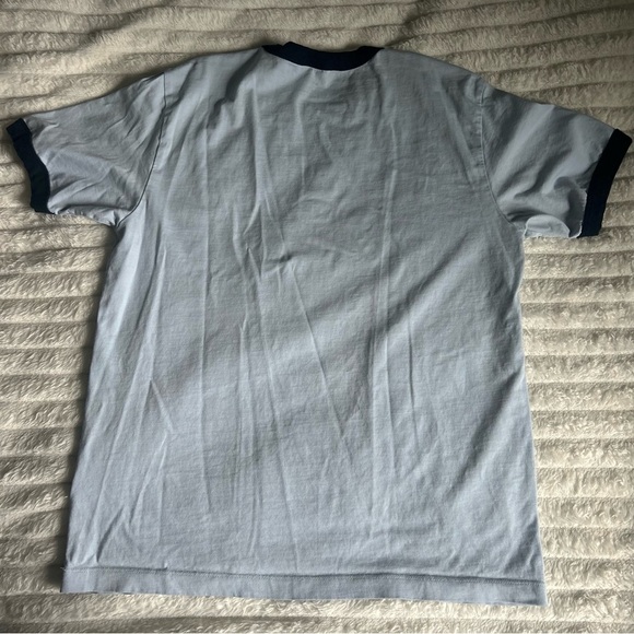 Club Monaco Relaxed Ringer Tee Mens Medium Light Blue Tee with Dark Blue Trim - Picture 7 of 7